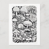 Paddenstoelenlijntekening Klein Briefkaart (Voorkant)