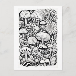 Paddenstoelenlijntekening Klein Briefkaart