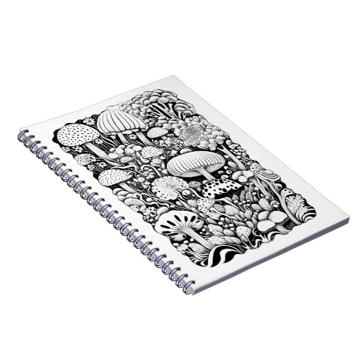 Paddenstoelenlijntekening Klein Notitieboek (Rechterzijde)