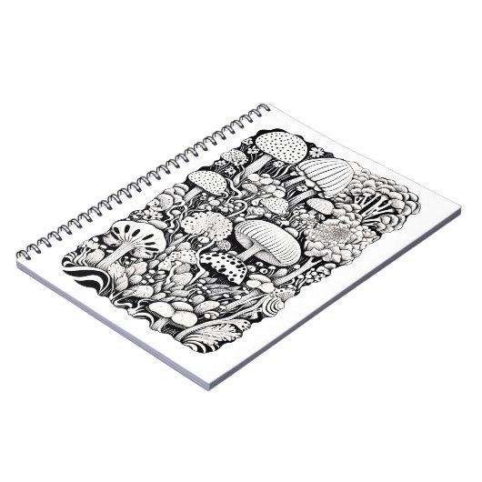 Paddenstoelenlijntekening Klein Notitieboek (Linkerzijde)