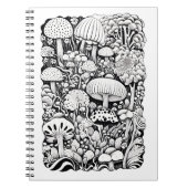 Paddenstoelenlijntekening Klein Notitieboek (Voorkant)