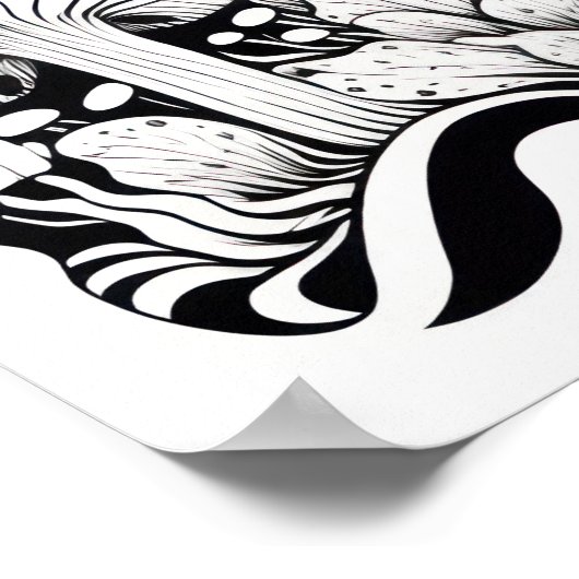 Paddenstoelenlijntekening Klein Poster (Hoek)