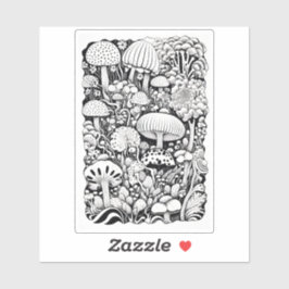 Paddenstoelenlijntekening Klein Sticker