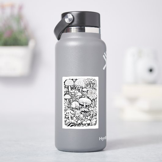 Paddenstoelenlijntekening Klein Sticker (HydroFlask)