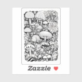 Paddenstoelenlijntekening Klein Sticker (Vel)