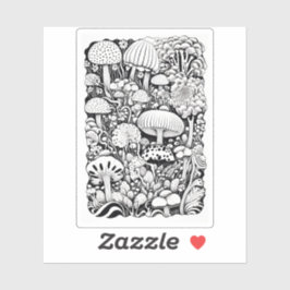 Paddenstoelenlijntekening Klein Sticker