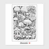 Paddenstoelenlijntekening Klein Sticker (Vel)