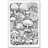 Paddenstoelenlijntekening Klein Sticker (Voorkant)