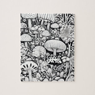 Paddenstoelenlijntekening Legpuzzel