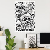 Paddenstoelenlijntekening Poster (Thuiskantoor)