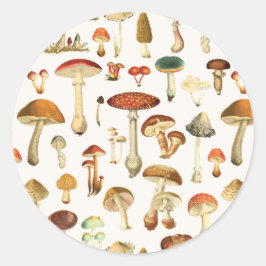 Paddenstoelenpatroon in vintage stijl ronde sticker
