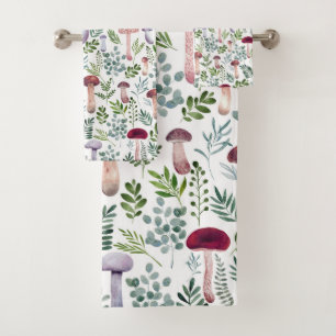 Paddenstoelenpatroon met luie Waterverf Bad Handdoek