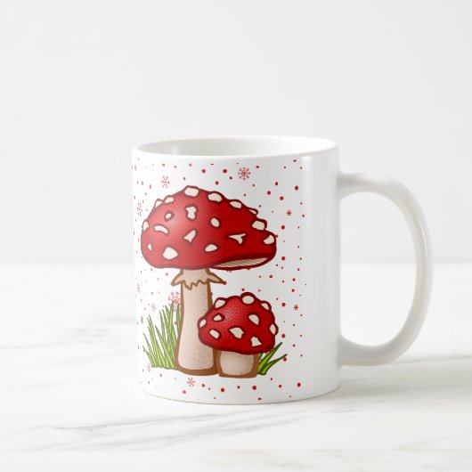 Paddenstoelenpatroon - Red Toadstool Whimsical Des Koffiemok (Rechts)