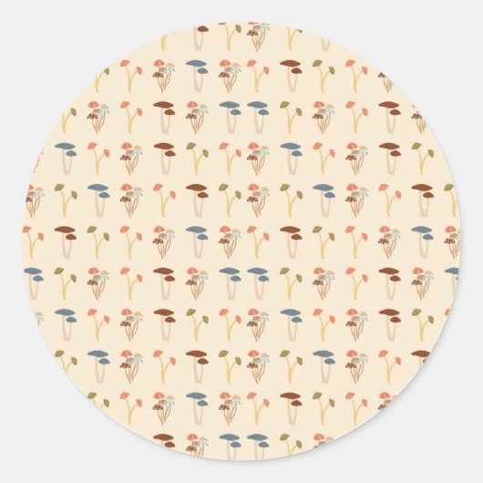 Paddenstoelenpatroon Ronde Sticker (Voorkant)