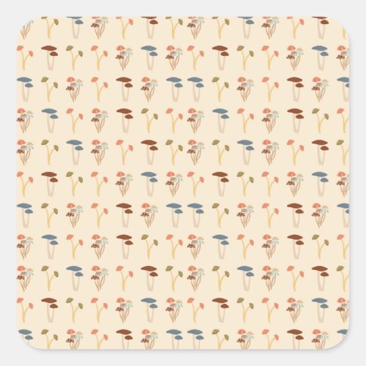 Paddenstoelenpatroon Vierkante Sticker (Voorkant)