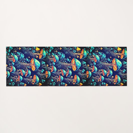 Paddenstoelenpatroon Yogamat (Achterkant (horizontaal))