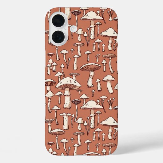 Paddenstoelenprint op Terracotta Brown Case-Mate iPhone Case (Achterkant)