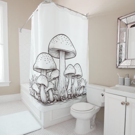 Paddenstoelenschets Douchegordijn (In situ)