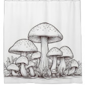 Paddenstoelenschets Douchegordijn (Voorkant)