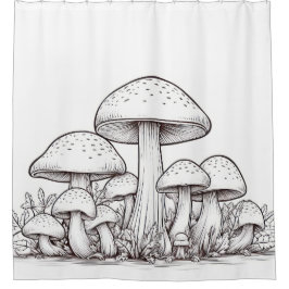Paddenstoelenschets Douchegordijn