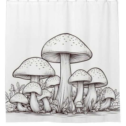 Paddenstoelenschets Douchegordijn (Voorkant)