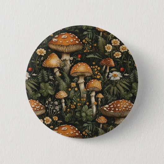paddenstoelentuin naadloos patroon ronde button 5,7 cm (Voorkant)