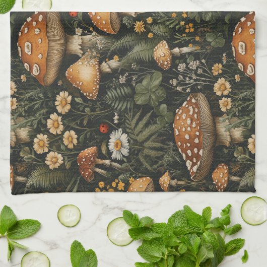  paddenstoelentuin naadloos patroon theedoek (Gevouwen)