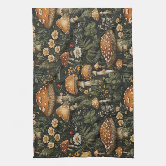  paddenstoelentuin naadloos patroon theedoek (Verticaal)