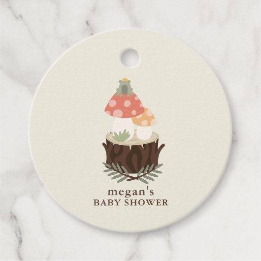 Paddenstoelenzakken voor Baby shower Bedankjes Labels (Voorkant)