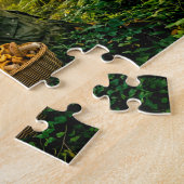Paddenstoelenzoeker onder oude eikenbomen legpuzzel (Zijkant)