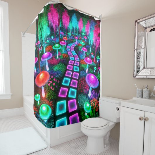 paddenstoelgrond douchegordijn (In situ)