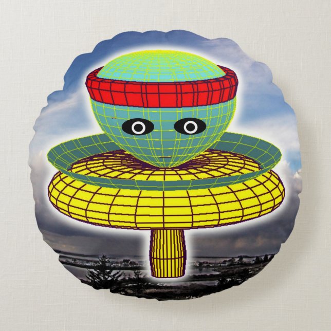 paddenstoelhoofd rond kussen (Voorkant)