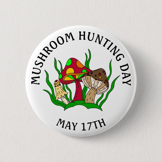Paddenstoeljachtdag 17 mei ronde button 5,7 cm (Voorkant)