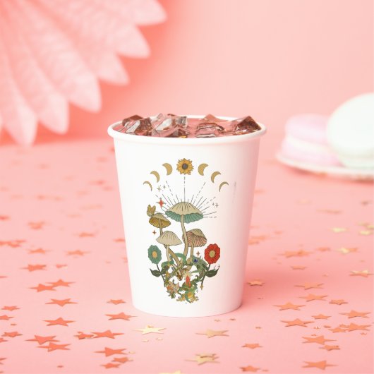 Paddenstoelkern, Retropaddenstoel, Paddenstoel  Pa Papieren Bekers (Insitu)