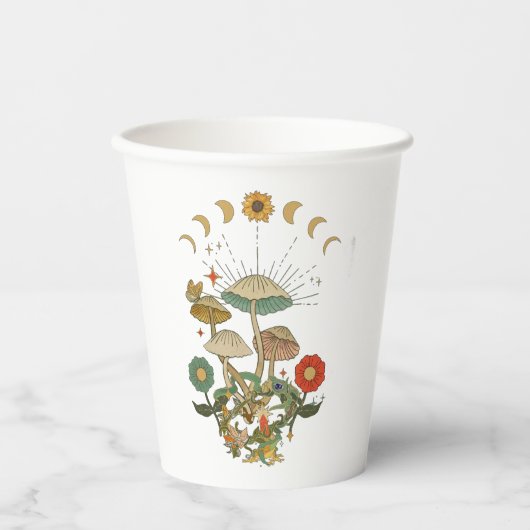 Paddenstoelkern, Retropaddenstoel, Paddenstoel Pa Papieren Bekers (Voorkant)