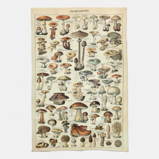 paddenstoelkunst van 1909 van Adolphe Millot Theedoek (Verticaal)