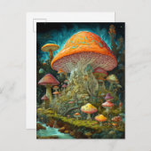Paddenstoellandschap Surrealistische Fantasy Art Briefkaart (Voorkant / Achterkant)