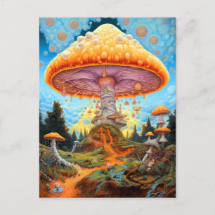 Paddenstoellandschap Surrealistische Fantasy Art Briefkaart
