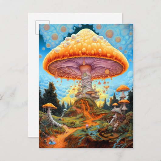 Paddenstoellandschap Surrealistische Fantasy Art Briefkaart (Voorkant / Achterkant)