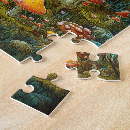 Paddenstoellandschap Surrealistische Fantasy Art Legpuzzel (Zijkant)