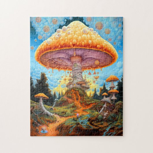 Paddenstoellandschap Surrealistische Fantasy Art Legpuzzel (Verticaal)
