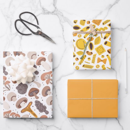 Paddenstoelpasta boodschappen inpakpapier vel (Voorkant)