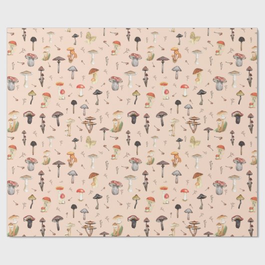 Paddenstoelpatroon Cadeaupapier (Vlak)