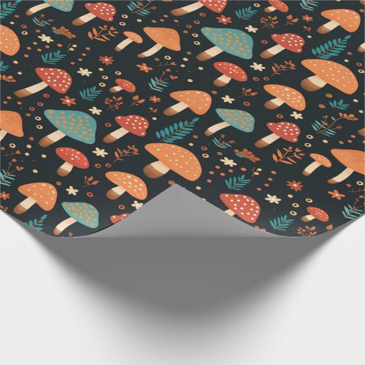 paddenstoelpatroon cadeaupapier (Hoek)