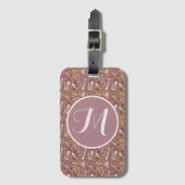  paddenstoelpatroon en gepersonaliseerd monogram bagagelabel (Voorkant (verticaal))