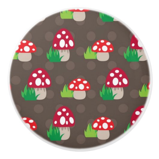 paddenstoelpatroon kinder keramische knop (Voorkant)