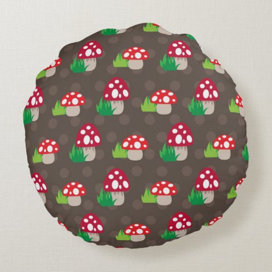 paddenstoelpatroon kinder rond kussen (Achterkant)
