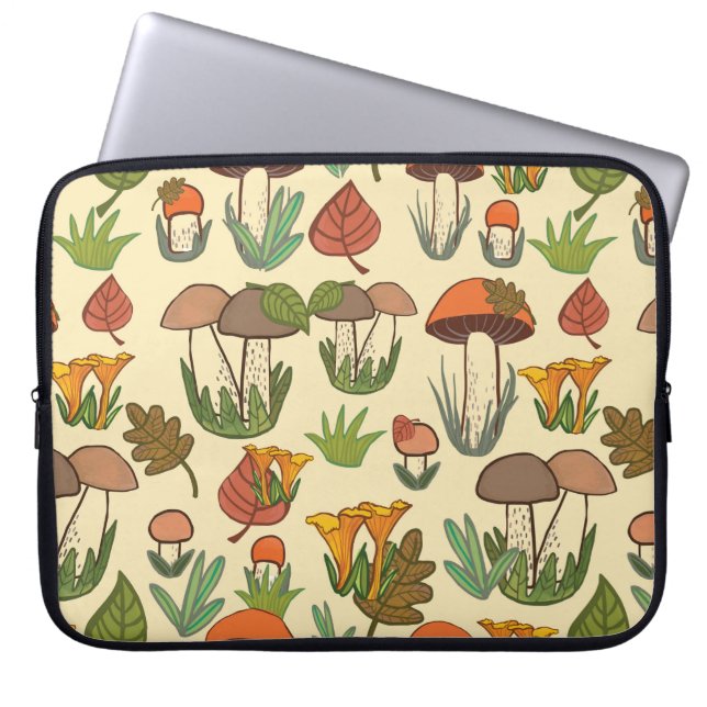 Paddenstoelpatroon. Laptop Sleeve (Voorkant)