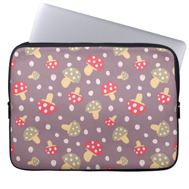 paddenstoelpatroon laptop sleeve (Voorkant)