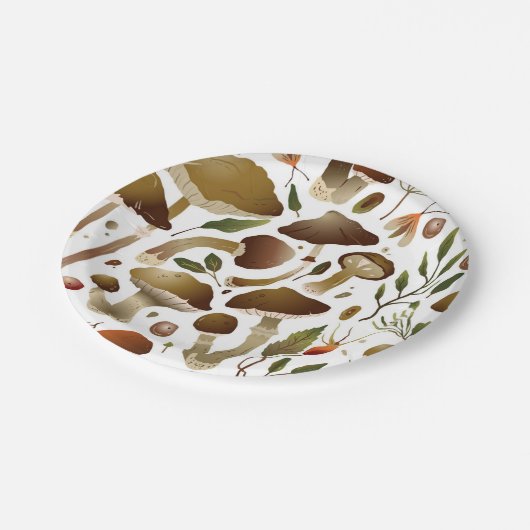 paddenstoelpatroon papieren bordje (Gekanteld)